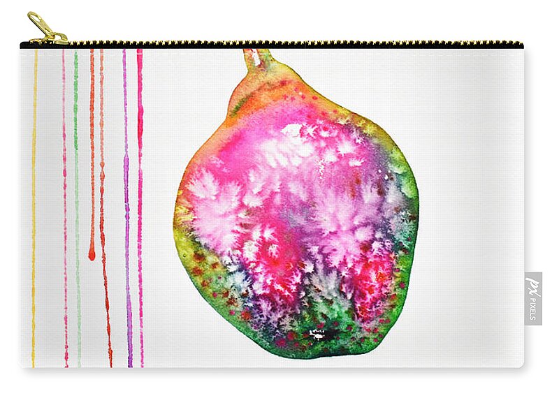 Pear Zip Pouch featuring the painting Colorful Pear by Zaira Dzhaubaeva