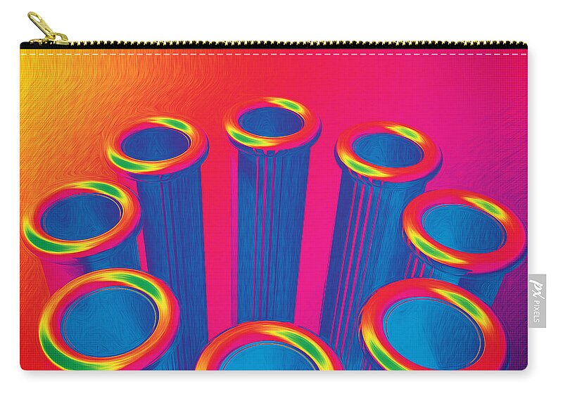 Pop Art Zip Pouch featuring the digital art Colorful Pop Art Cylinders by Phil Perkins