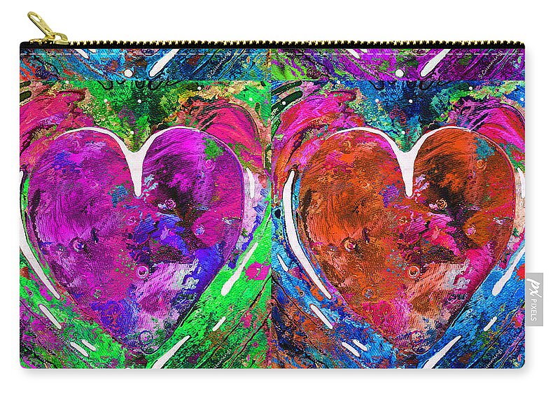 Hearts Zip Pouch featuring the painting Colorful Pop Hearts Love Art By Sharon Cummings by Sharon Cummings