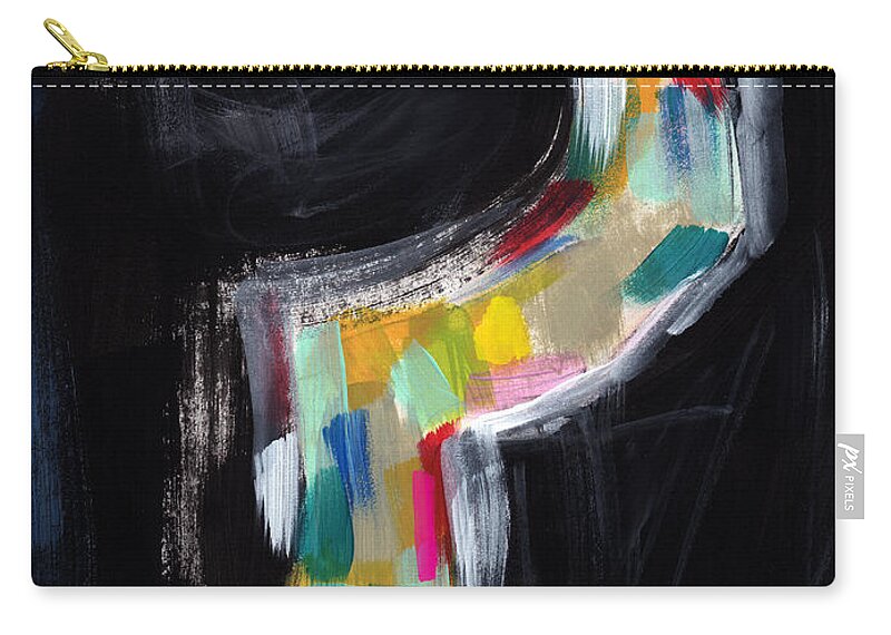 Question Mark Zip Pouch featuring the painting Colorful Questions- Abstract Painting by Linda Woods