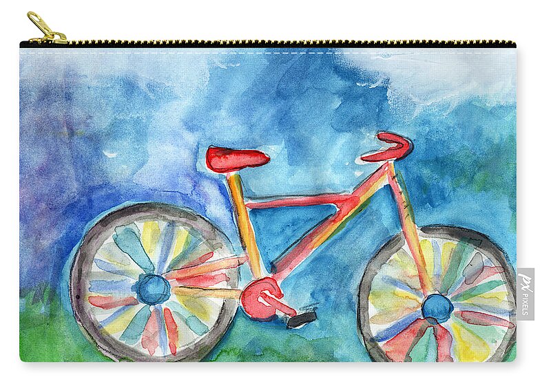 Bike Zip Pouch featuring the painting Colorful Ride- Bike Art by Linda Woods by Linda Woods