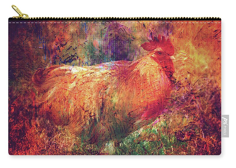 Rooster Zip Pouch featuring the photograph Colorful Rooster by Toni Hopper