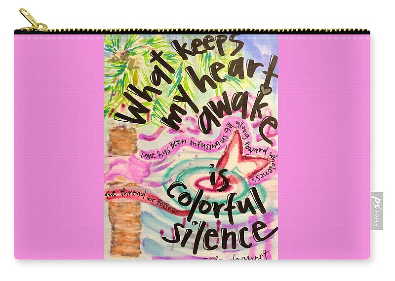 Heart Carry-all Pouch featuring the painting Colorful Silence by Vonda Drees