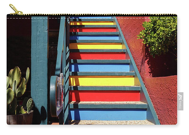 Stairs Zip Pouch featuring the photograph Colorful Stairs by James Eddy