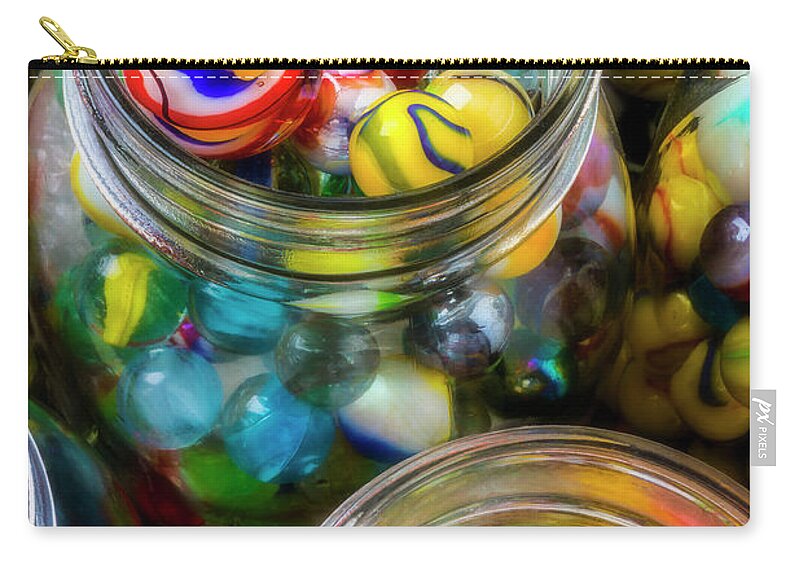 Jar Zip Pouch featuring the photograph Colorful Toy Marbles by Garry Gay