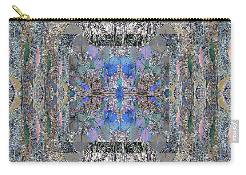 Mandala Zip Pouch featuring the digital art Colorized Aspen Kaleidoscope by Julia L Wright