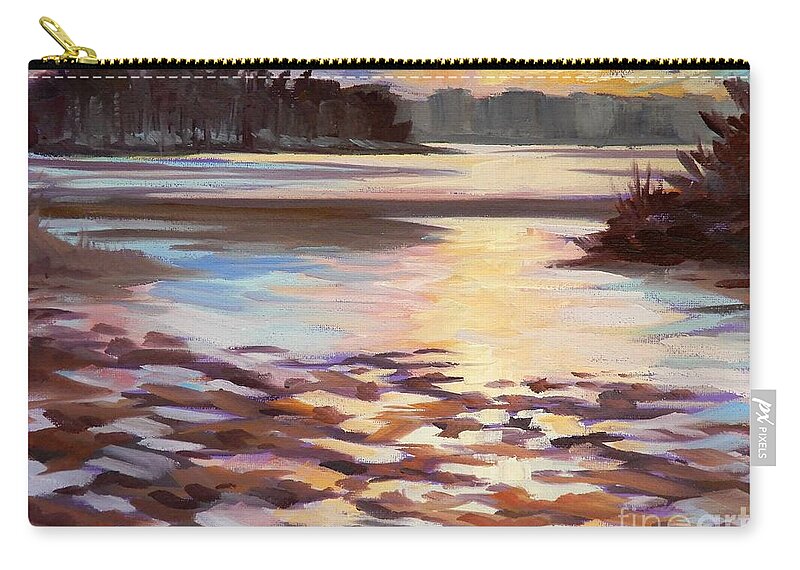 Trees Zip Pouch featuring the painting Colors of a March Morning by K M Pawelec
