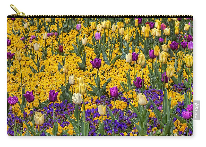 Spring Zip Pouch featuring the photograph Colors Of Flowers by Nadia Sanowar