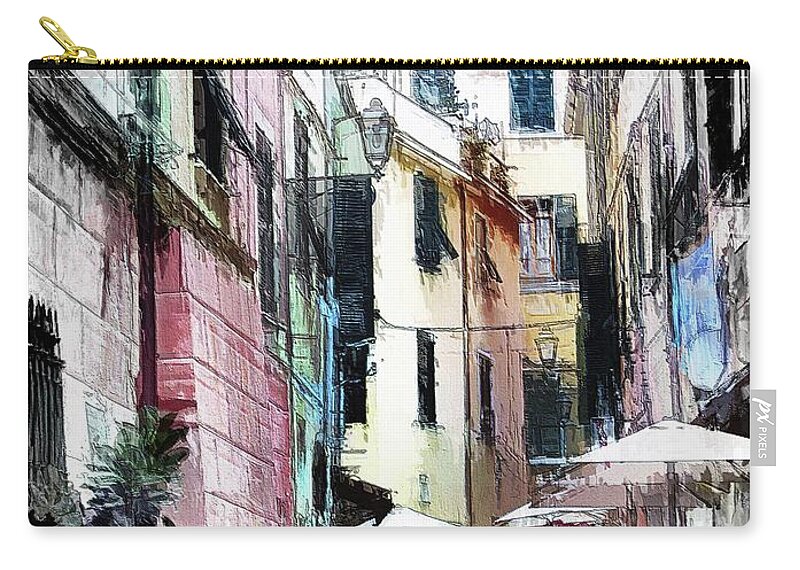 Monterosso Italy Zip Pouch featuring the digital art Colors of Monterosso by Looking Glass Images