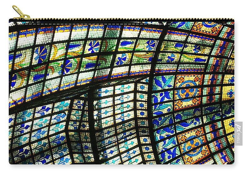 Colorful Stained Glass Ceiling In Paris Zip Pouch featuring the photograph Colors of Paris by Bellanda