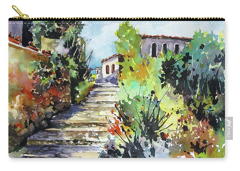 Spain Zip Pouch featuring the painting Colors of Spain by Rae Andrews