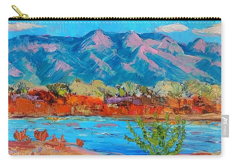 Landscape Zip Pouch featuring the painting Colors of Spring by Marian Berg