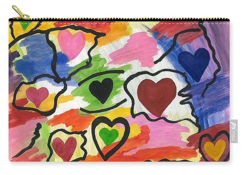 Original Painting Zip Pouch featuring the drawing Colors Of The heART by Susan Schanerman