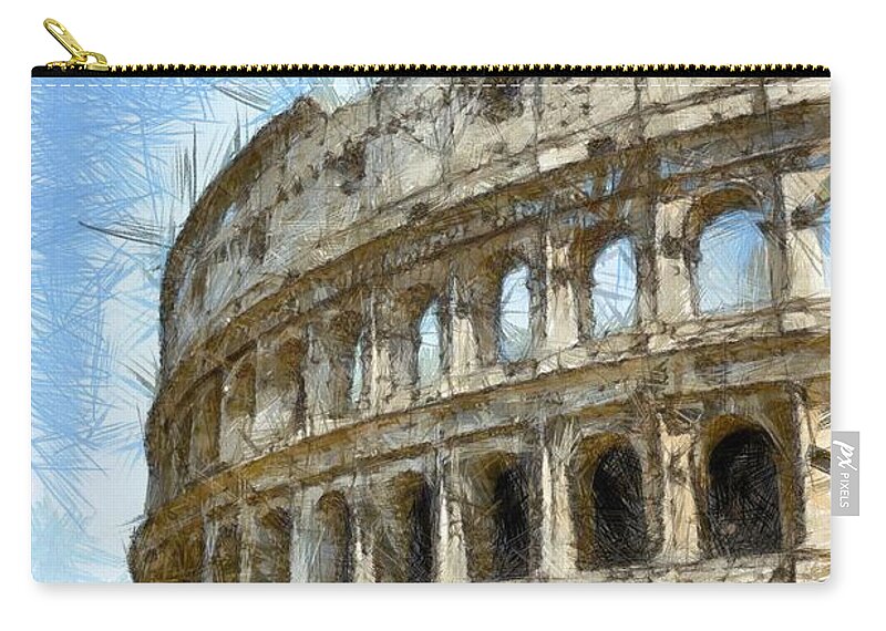 Colored Pencil Zip Pouch featuring the photograph Colosseum or Coliseum Pencil by Edward Fielding
