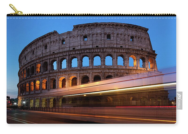 Colosseum Zip Pouch featuring the photograph Colosseum Rush by Rob Davies