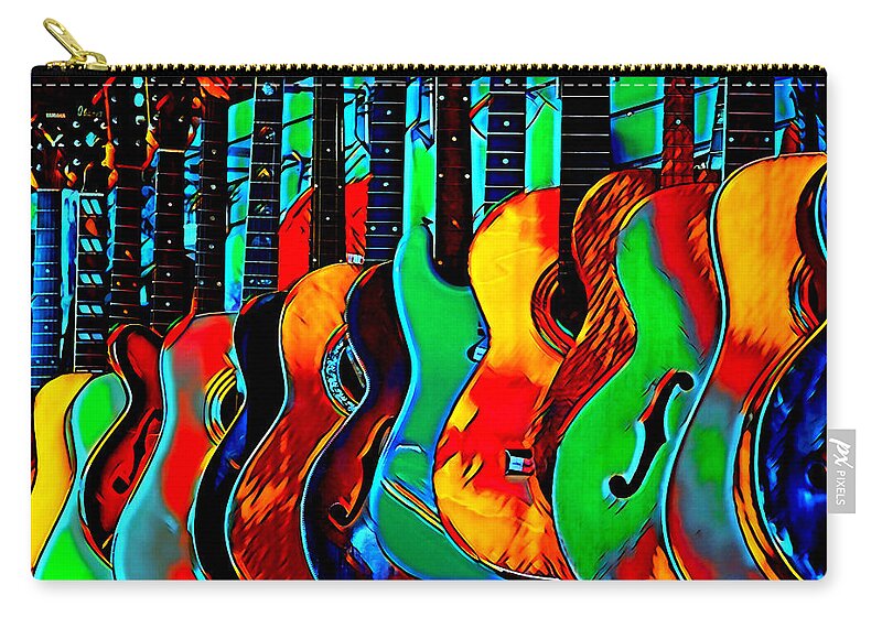 Guitars Zip Pouch featuring the digital art Colour of Music by Pennie McCracken