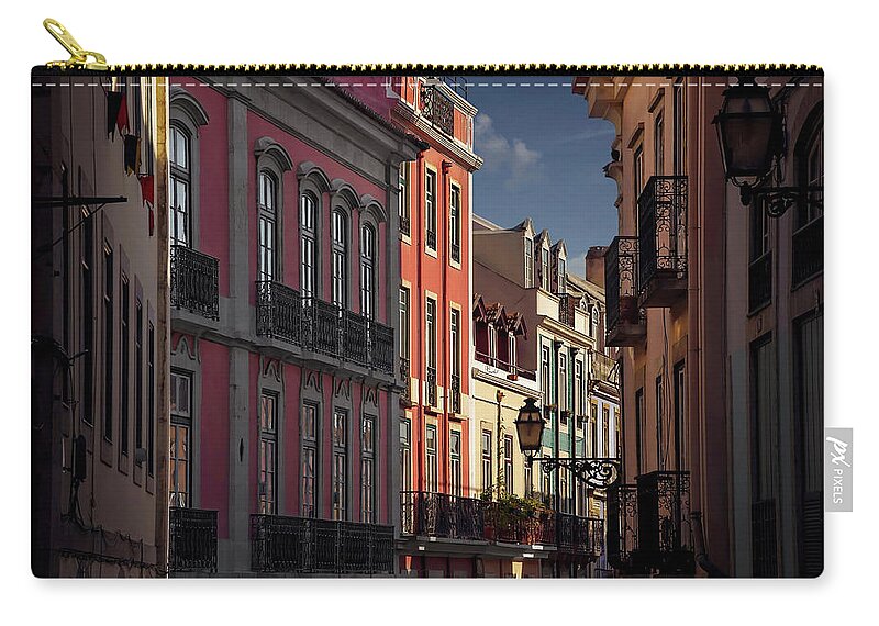 Lisbon Zip Pouch featuring the photograph Colourful Architecture in Lisbon Portugal by Carol Japp