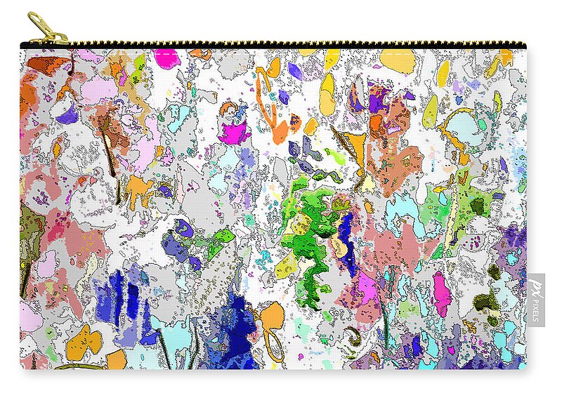 Abstract Floral Art Zip Pouch featuring the painting Colourful Meadow I by Tracy-Ann Marrison