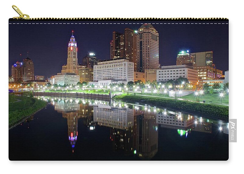 Columbus Zip Pouch featuring the photograph Columbus on the Scioto 2016 by Frozen in Time Fine Art Photography