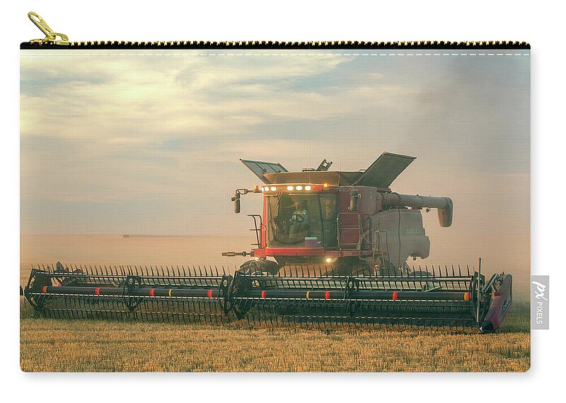 Combine Zip Pouch featuring the photograph Combine in Dust by Todd Klassy