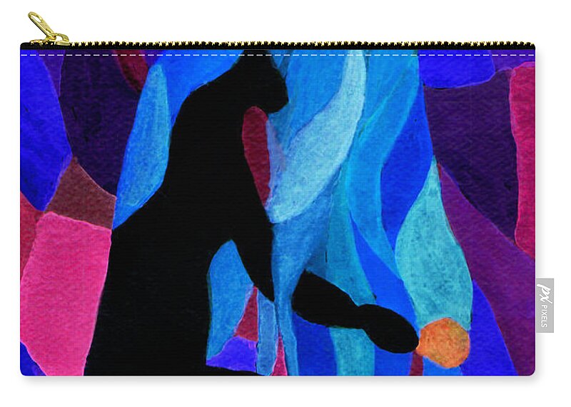 Female Zip Pouch featuring the painting Combing the Waves Dark by Paula Ayers