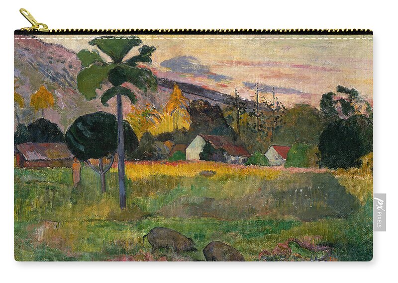 French Art Zip Pouch featuring the painting Come Here by Paul Gauguin