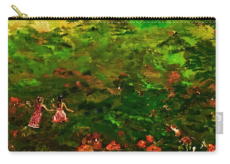 Girls Zip Pouch featuring the painting Come - Let Us Play by Belinda Low