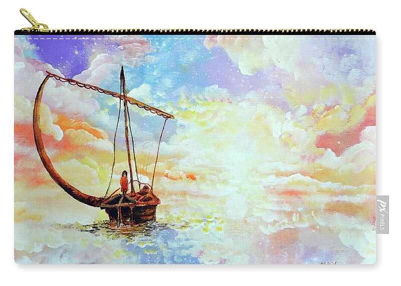 God's Boatman Zip Pouch featuring the painting Come Sail Away With Me by Ashleigh Dyan Bayer