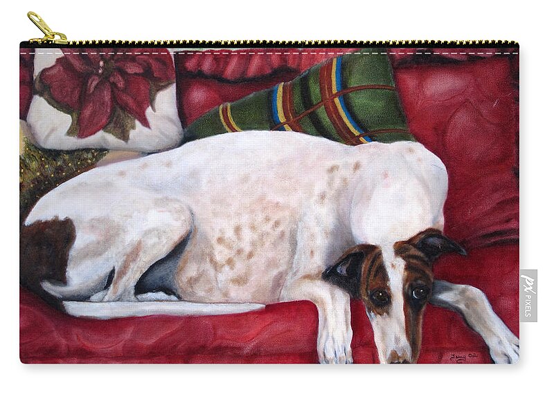 Greyhound Zip Pouch featuring the painting Comforts of Home by Terry Chacon