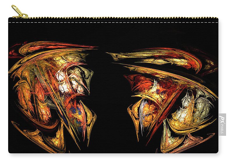 Fractal Art Zip Pouch featuring the digital art Coming Face to Face by Rein Nomm