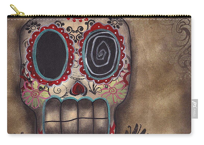 Day Of The Dead Zip Pouch featuring the painting Coming for You by Abril Andrade