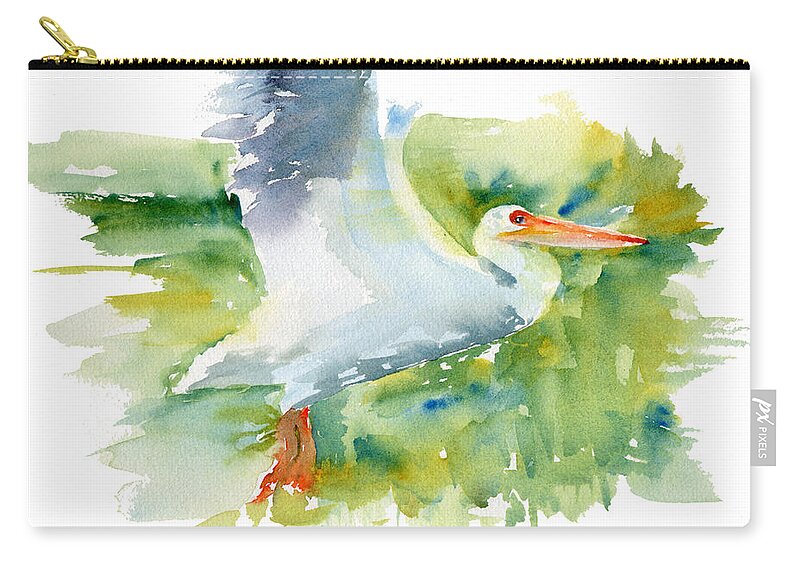 Beak Zip Pouch featuring the painting Coming In for a Landing by Mary Benke