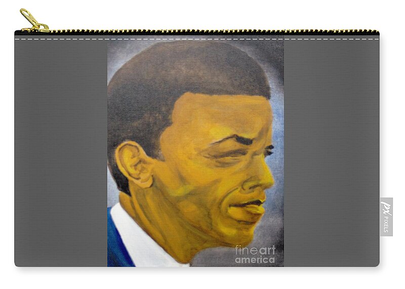 Obama Zip Pouch featuring the painting Commander by Saundra Johnson