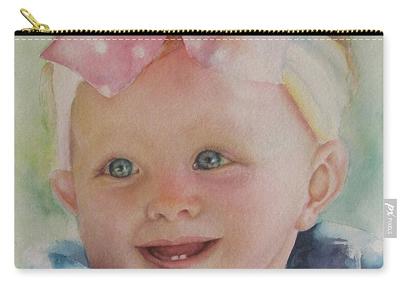 Portrait Zip Pouch featuring the painting Commissioned Toddler Portrait by Mary Beglau Wykes