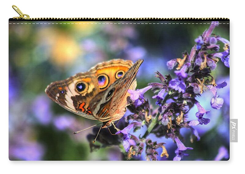 Common Buckeye Butterfly Zip Pouch featuring the photograph Common Buckeye Butterfly II by Carol Montoya
