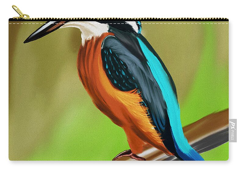 Birds Zip Pouch featuring the digital art Common Kingfisher by Michael Kallstrom