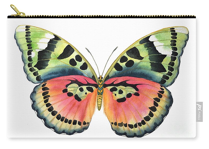 Butterflies Zip Pouch featuring the painting Common Pink Forester by Lucy Arnold