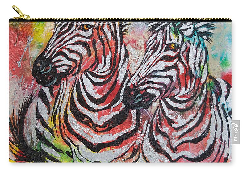 Zebras Carry-all Pouch featuring the painting Companion by Jyotika Shroff