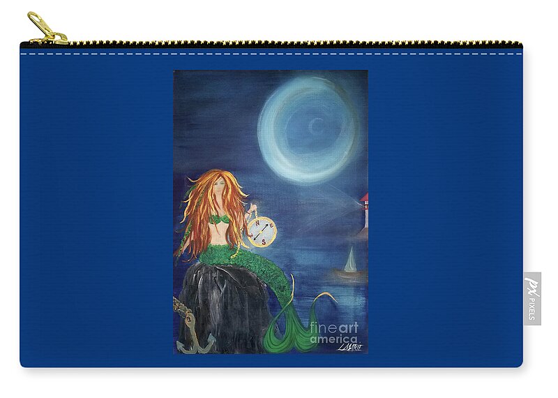 Mermaid Carry-all Pouch featuring the painting Compass Mermaid by Artist Linda Marie
