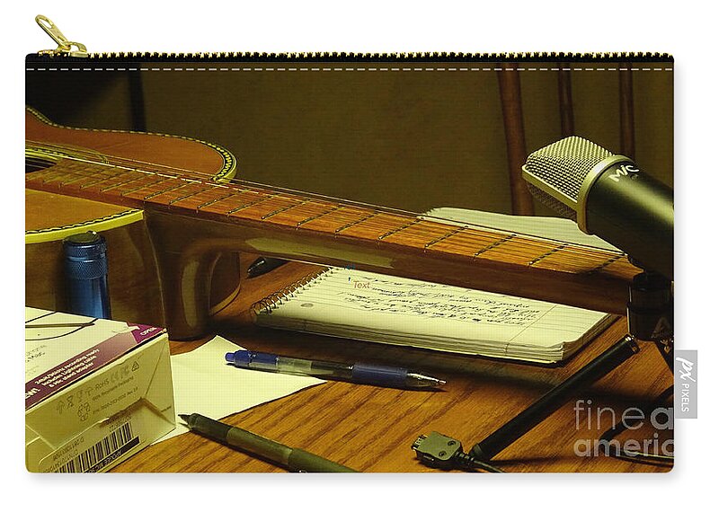 Guitar Zip Pouch featuring the photograph Composing Music 2016 by Karen E. Francis by Karen Francis