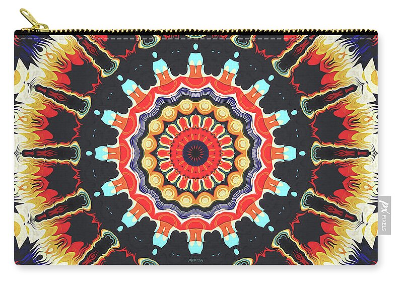 Motif Zip Pouch featuring the digital art Concentric Balance of Colors by Phil Perkins
