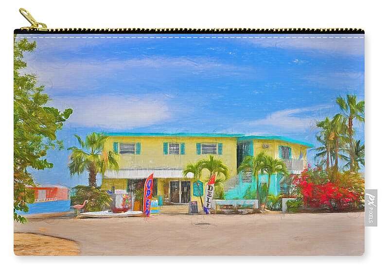 Conchkey Zip Pouch featuring the photograph Conch Key Grocery Store 3 by Ginger Wakem