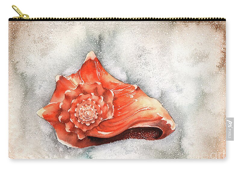 Conch Zip Pouch featuring the painting Conch Shell by Hilda Wagner