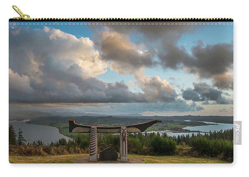 Astoria Zip Pouch featuring the photograph Comcomly's Concrete Canoe by Robert Potts