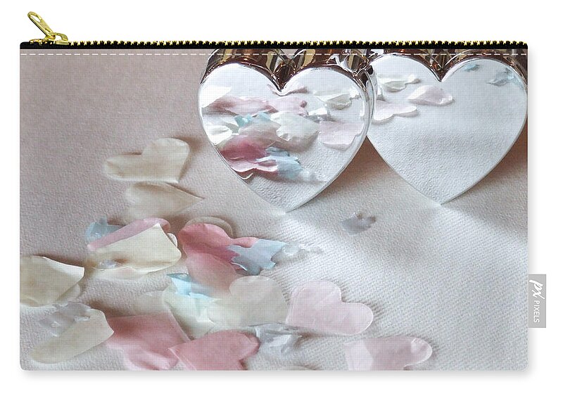 Hearts Zip Pouch featuring the photograph Confetti Hearts by Helen Jackson