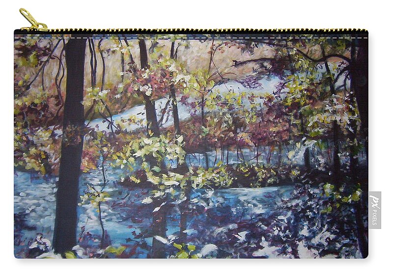 Landscape Zip Pouch featuring the painting Confetti by Sheila Holland
