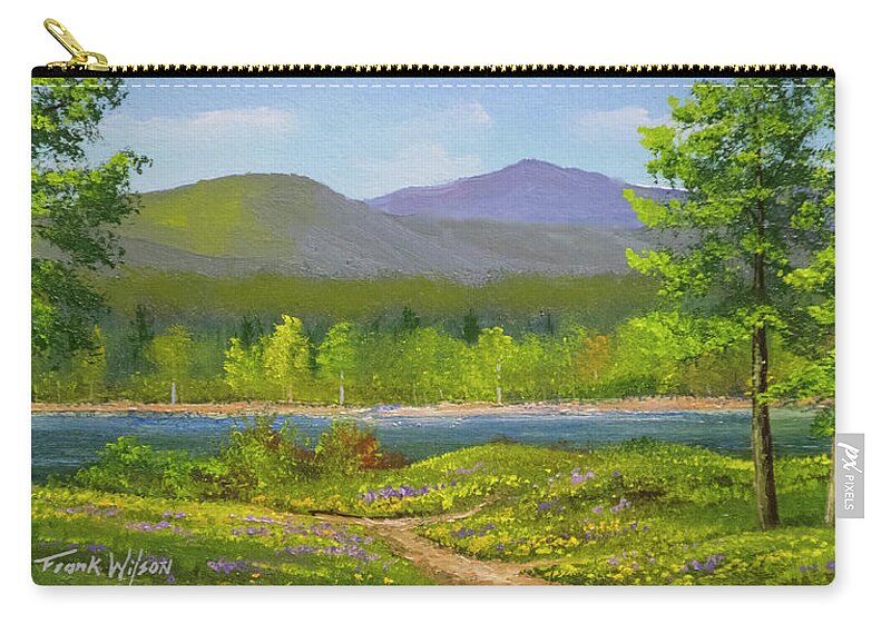 Connecticut River Spring Zip Pouch featuring the painting Connecticut River Spring by Frank Wilson