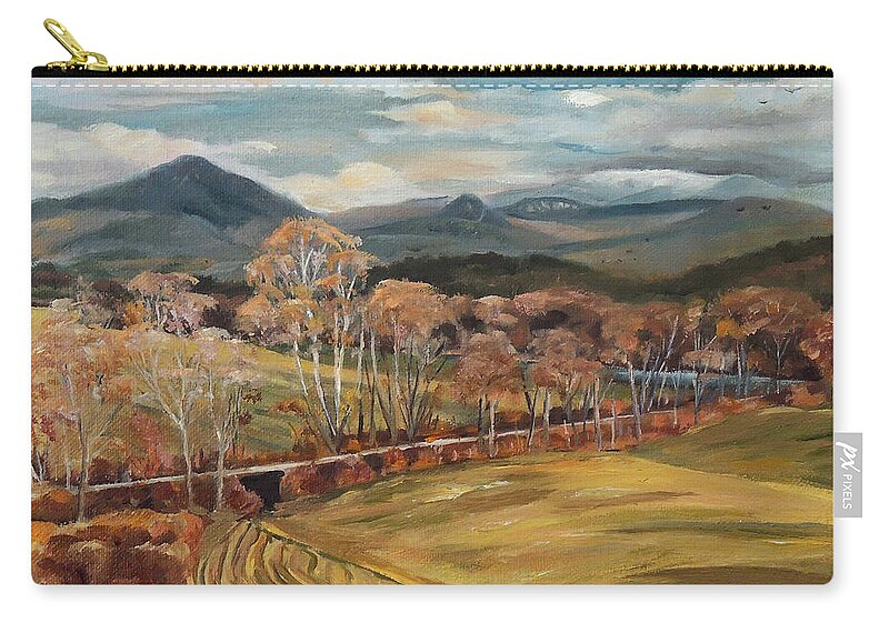 New England Zip Pouch featuring the painting Connecticut River Valley View from Newbury Vermont by Nancy Griswold