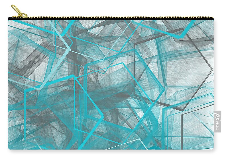 Blue Zip Pouch featuring the painting Connecting Angles by Lourry Legarde