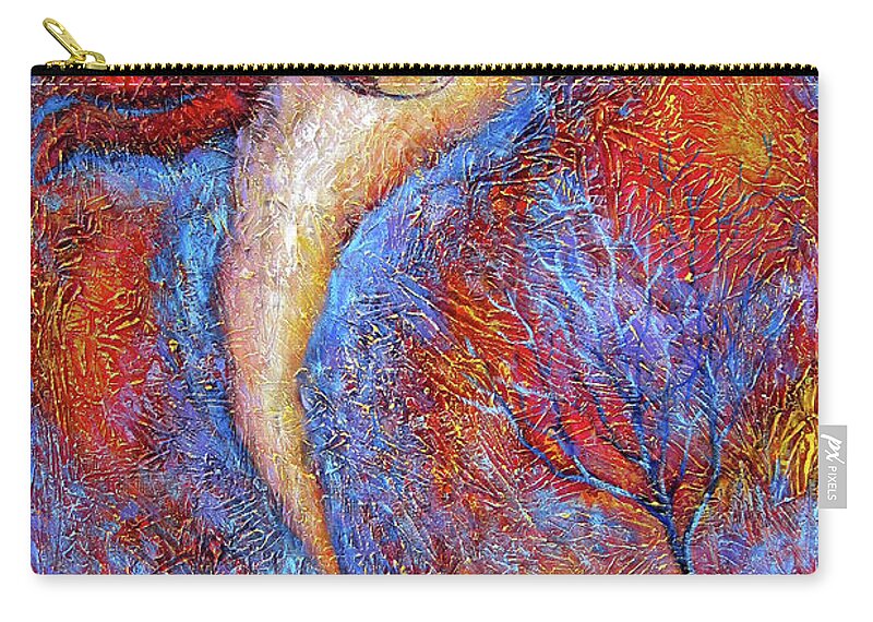 Judaica Painting Zip Pouch featuring the painting Connection to my Old Jewish Village  by Leon Zernitsky
